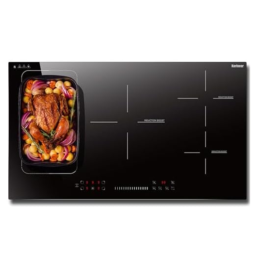 Karinear Placa Induccion 5 Fuegos, 90cm, 7200W, Zonas flexibles, control deslizante, 9 niveles de potencia, bloqueo de seguridad, temporizador, función boost