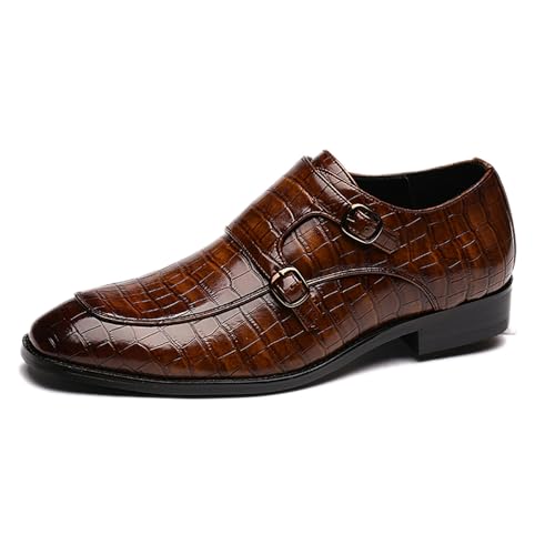 Men's Monk Strap Slip-On Loafers Premium PU Leather Oxford Dress Shoes Comfortable Business Casual Footwear Formal & Office Wear