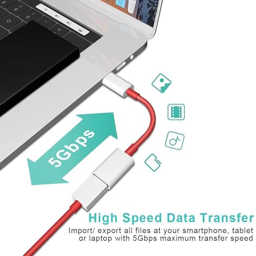 Image of PremiumAV Type-C OTG Adapter Cable (Type-C Male to USB Female) - Compatible with Smartphones, Tablets, Laptops - Fast Data Transfer & Charging - White & Red
