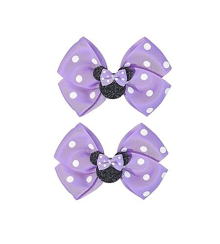 2 piezas pinzas para el cabello con lazo y orejas de ratón miniatura 1