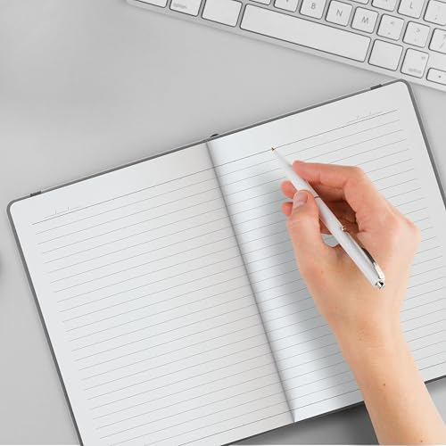 Image of Anupam Fluct A6 Ruled Journal | 160 Pages | 80gsm | Matte Finish PVC Cover Notebook | pH Neutral And Acid Free Paper | Matching Elastic Closure | Ruled Sheets Good For Journaling, Offices (Pack of 2, Grey)