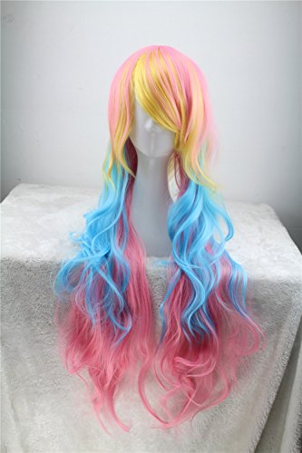 Fashionable Long Curly Cosplay Wig Multi-colored Halloween Wig
