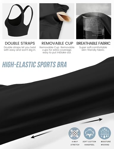 Image of Sports Bras for Women, Light Support Push Up Sport Bra Workout Built in Bra Scoop Neck U Back Yoga Sports Bra