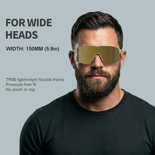 Image of BangLong XL 150MM Polarized Sport Sunglasses for Men Women UV400 Protection | TR90 Flexible Frame, TAC Scratch-Resistant Lens, 0.85oz Ultralight for Running Hiking Cycling Driving Baseball