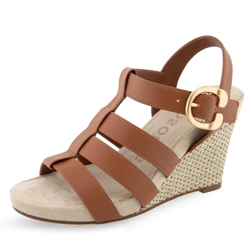 Sandale cale femme marron clair en cuir synthétique taille 41 Paige