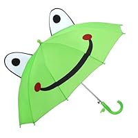 decalsweet Children's Umbrella with 3D, Windproof, Robustness Rain Umbrella with Whistle, Easy Foldable Children's Umbrella for Boys and Girls, Green Frog