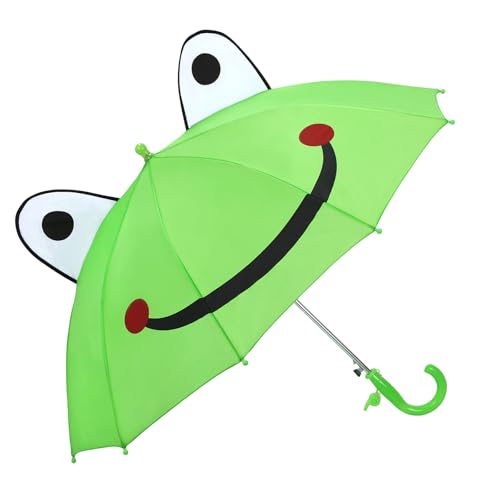 decalsweet Parapluie Enfant avec 3D Grenouille, Coupe-vent et Durable Parapluie pour Filles Garçons avec Sifflet, Facile à Transporter Parapluie Pliant Enfant, Léger Parapluie Canne (Verte)