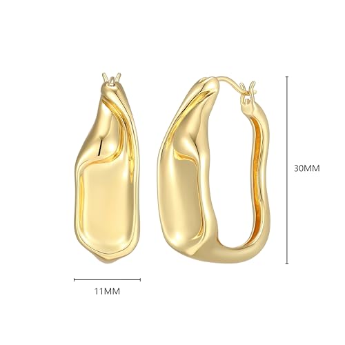 Image of Amazon Essentials Sculpted Modern Hoop Earrings for Women - Gold-Tone Fine Silver Plated, Trendy Jewelry