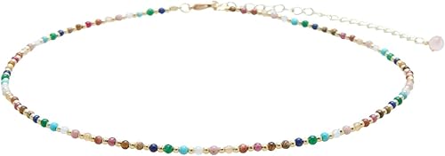 Lotus and Luna Collar delicado curativo de chakras energéticos de 0.079 pulgadas con piedras reales, jade, perla, cuarzo rosa, amatista, piedra lunar