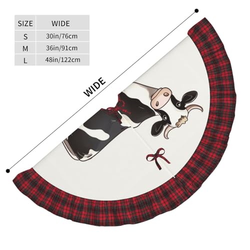Jupe de sapin de Noël imprimé vache tapis rustique fêtes - 4
