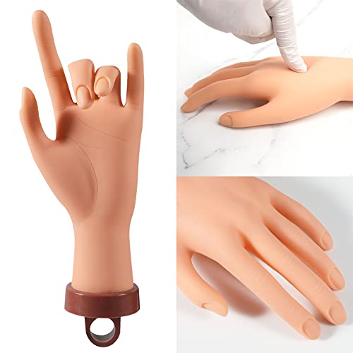 Fushen Acrylic Nail Practice Hand Silicon Nail Hand Practice Mannequin Hand Fake Hand Nails Practice Nail Tech Training Hand Manicure Hand Practice For Acrylic(Nude) #TOP3