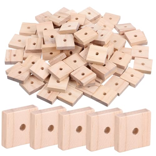 WEKADRIN 100pcs Natural Wooden Parrot Chewing Blocks Bird Cage Accessories Bird Teething DIY Craft Wood Chips for Cockatiels Parakeets Macaws