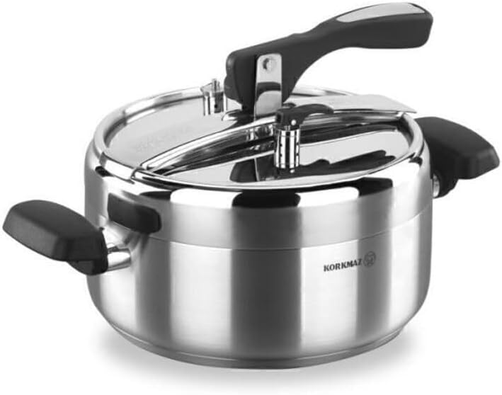 Turbo 5 Quart Stove Top Pressure Cooker Stainless Steel Cookware Induction Compatible, Manual Slow Cooker, Rice Cooker, Steamer, Saute, Yogurt Maker and Warmer
