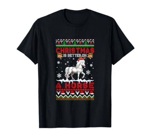 Christmas is Better On A Horse Sweater Matching Farmer T-Shirt