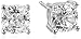 Platinum Plated Sterling Silver Cushion Cut 6mm Cubic Zirconia Stud Earrings (2 cttw)
