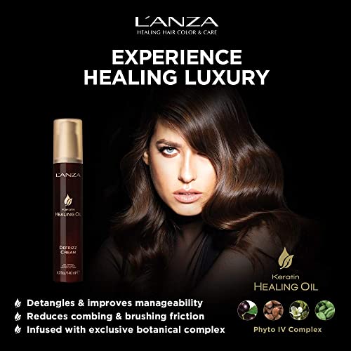 L’anza Keratin Healing Oil De-Frizz Cream , For A Shiny Finishing And A Long Lasting Look, With Triple Uv And Heat Protection, Suitable For All Hair Types, Travel-Size (4.7 Fl Oz) #TOP5