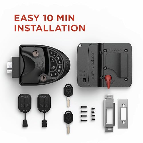 Image of RVLOCK V4 Durable Metal RV Door Lock with Keypad and Remote, Premium Replacement for Trailers, Secure and Convenient Keyless Camper Door Lock Replacement, Patented Security Technology