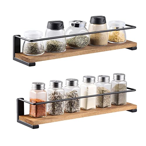 OROPY 2er Pack Gewürzregale Wandmontage für Küche, Gewürzhalter Organizer Hängend aus Kiefernholz, Küchenregal Wand Holz für Schranktür, Ankerkrautgläser, Gewürzdosen – Kiefernholz, 40x9cm., 7.99 €