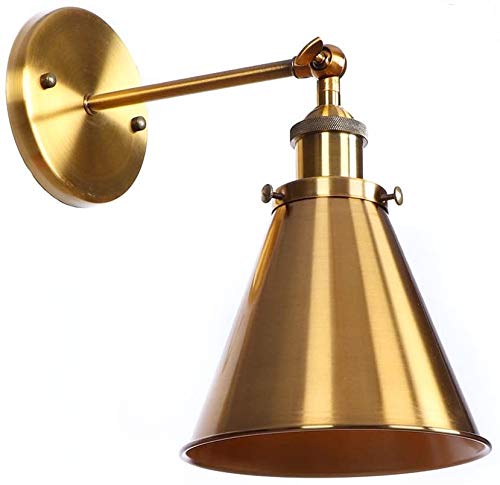 SARUEL Wall Sconce,Wall Industrial Adjustable with Funnel Shade E27 Wall Sconce for Home Bar Bedroom Shop Decoration/Gold