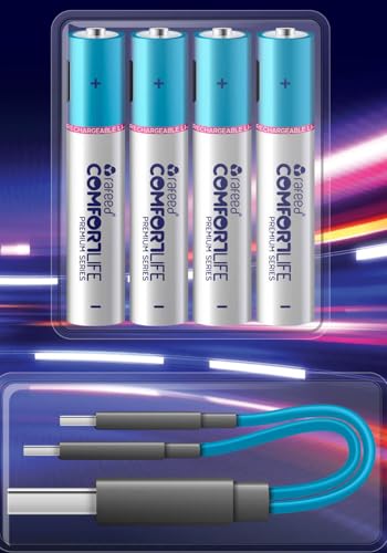 Rafeed Rechargeable Battery AAA LithiumIon 440mAh (660mWh) Set of 4 Batteries 1.5V with USBC Charging Cable Fast Charging (12Hours) 1000+ Cycles LongLife EcoFriendly 1Year Warranty