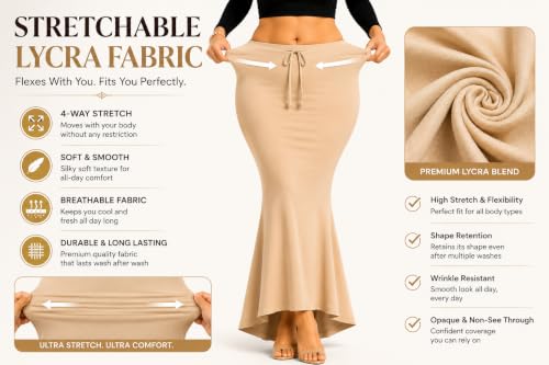 Image of Lycra Saree Shapewear Petticoat for Women, Shapers for Women's Sarees Fish Cut Shapewear