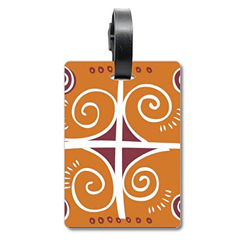 Étiquette pour valise motif totems mexicains marron au design ethnique
