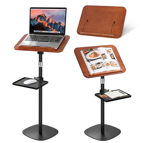 OUUTMEE Quran Stand with Tray Adjustable Height Book Stand for Reading Book Stand Quran Holder Bamboo - 180 Rotating with Page Paper Clip for the Quran Cookbooks Laptop (Black 50-130CM)
