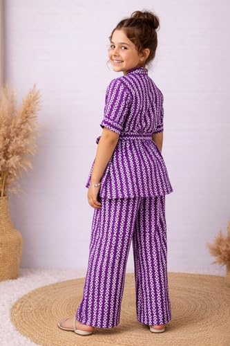 Image of Fashion Dream Girl's Cotton Blend Printed Co-ord Set|Clothing Set|Combo Set|Casual Wear|Coordinate Outfit for Girls|Two-Piece Set