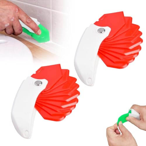 Espátula de calafateo 9 en 1, herramienta plegable multiusos de silicona, con diferentes cabezales y ángulos de raspado para puertas y ventanas, espátula extraíble y borde alisador para lechada (2