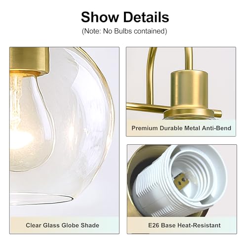 Image of 4-Light Gold Bathroom Vanity Light, 28 inch Modern Brushed Gold Wall Sconce with Clear Glass Shades, Bathroom Light Fixtures Over Mirror Lighting for Bedroom, Hallway,Easy Installation