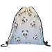 Jom Tokoy Packable Print Drawstring Bags Lightweight Travel Backpack (Panda)