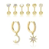 【Material de alta calidad】 Conjunto de Aretes Pendientes, chapado en oro amarillo&oro blanco, es ideal para el uso diario. La superficie del metal es lisa y no es fácil de oxidar o corroer, así que cuenta con una larga vida útil. Los Pendientes Oreja Helix Tragus y Aro, adecuados para cualquier piel sensible y delicada, es la elección perfecta para el uso diario.