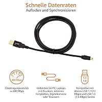 Amazon Basics USB-A auf Mini USB 2.0-Kabel, 480 Mbit/s Übertragungsgeschwindigkeit, mit vergoldeten Steckern, 1.8 m, Schwarz – Ansicht 3