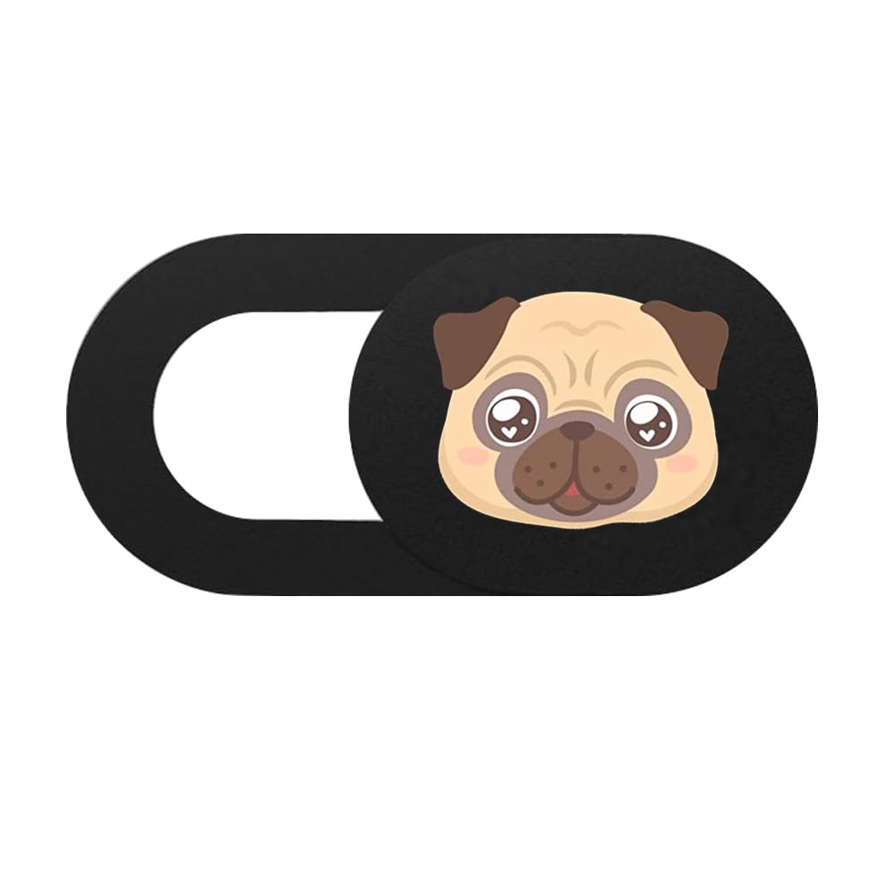 McStorey Kamera Kapatıcı 3'lü Set, Pug Köpek Desenli Ultra İnce 0.8 mm Sürgülü Webcam Cover, Güçlü 3M Yapışkanlı Laptop Tablet Telefon MacBook iPad Uyumlu Kamera Gizlilik Kapağı