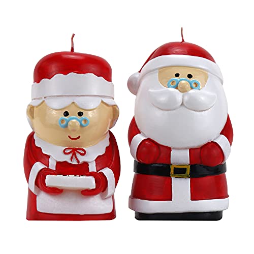 Christmas Candle Set - Holiday Santa Candles - Great Christmas Tabletop Décor For Parties & Other Special Events (Mr & Mrs Claus) #TOP22