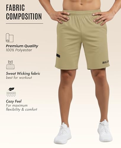 Image of BULLAR Premium Polyester Training Shorts Combo, Gym wear, Running, Sports,Workout Dryfit, Quick Dry Shorts with Drawstring