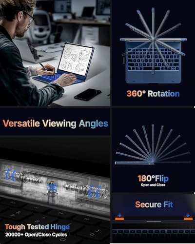 Image of typecase Touch Keyboard for iPad Pro 11 (M5 /M4) with Multi-Touch Trackpad, 11 Colors Backlit, 360 Rotatable Case, Pencil Holder- Midnight Blue'26 (* NOT for Pro 11 (M2), A16(11th), Air 11 (M3 /M2))