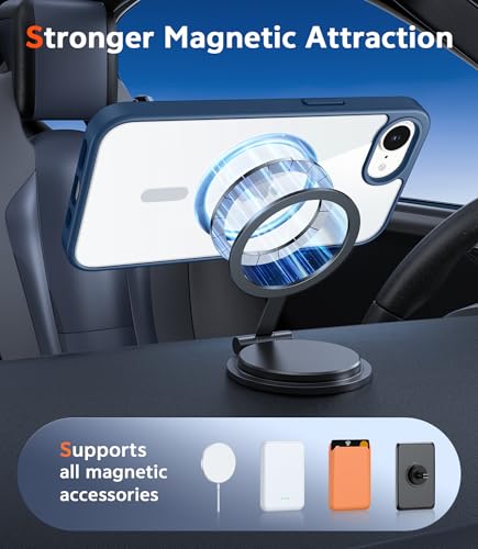 Image of FNTCASE for iPhone 17e & iPhone 16e Case Clear: Magnetic Phone Cases with Screen Protector Drop Proof Compatible with Magsafe Anti Yellowing Shockproof Protective Transparent Cell Cover (B-Blue)