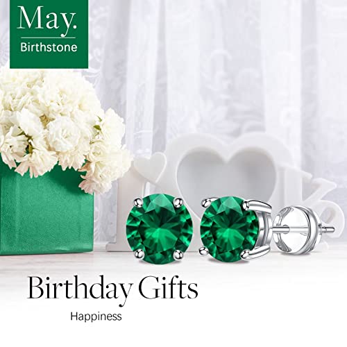 Ursilver Emerald Earrings For Women - S925 Sterling Silver Birthstone Earrings 2Ct Lab Grown Emerald Birthstone Stud Earrings Birthday Mothers Day May Jewelrys Gifts For Women Girls #TOP2