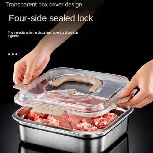Image of Stainless Steel Food Storage Container 1800ml Leakproof Lunch Box | with Handle & Vent Valve | Airtight 304 Steel Food Keeper for Fridge Freezer Meal Prep