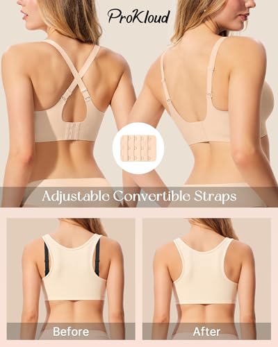 Image of ProKloud Bras for Women No Underwire Wireless Jelly Bras Full Coverage Seamless Push Up Bralettes Support Tshirt Bra