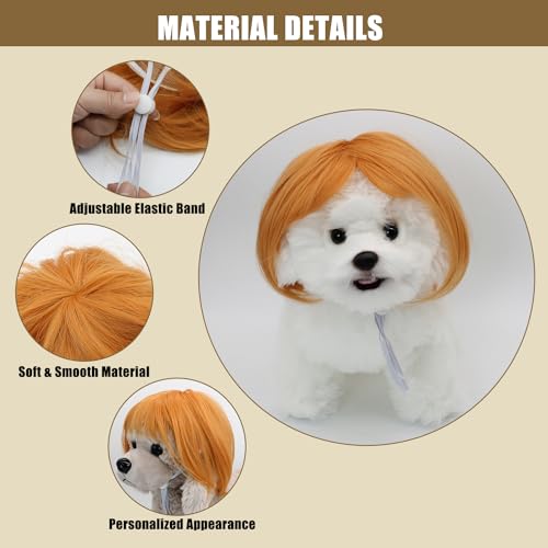 Peluca cosplay para mascotas con bandas elásticas ajustables miniatura 4
