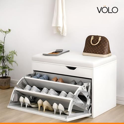 Image of VOLO Shoe Rack Fittings | Shoe Drawer Hinges for Cabinets, Space Saving Shoe Organizer Hardware for Modular Shoe Wardrobes Storage | Pack of 2 Pieces (1 Pair) | (Stainless Steel, 3 Layer)