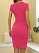 Missufeintl Women's Bodycon Ruched Short Sleeve T Shirt Midi Sundress Fitted Casual Dress (Hot Pink, X-Small)