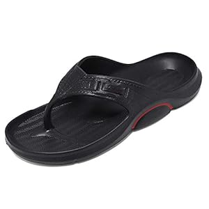 Outdoor-Slippers, Casual Strandschoenen, Herendoucheschoenen, Waterdichte En Antislip Heren-Flip-Flops Met Zachte Zolen Voor Buiten/Badkamer,Black and red,43