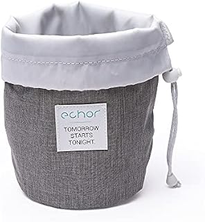 Echor Travel Cosmetics Wash Bag, Drawstring Waterproof Toiletry/Makeup Bag to Organise and Store Your end of Day Routine Essentials - Grey and White
