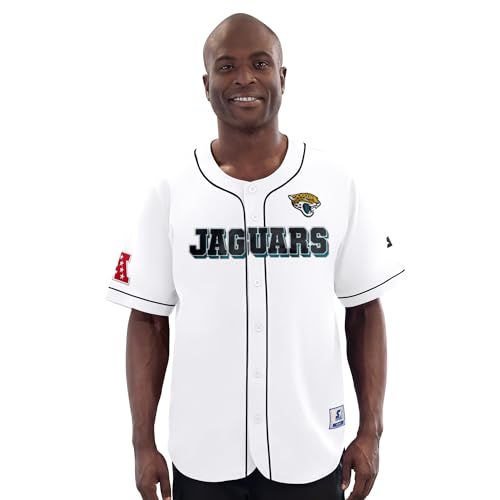 STARTER Men's White Jacksonville Jaguars Relay Full-Button Baseball Jersey