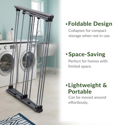 Casabella 3-Tier Clothes Airer, Foldable Iron Drying Rack With 12 Thickened Poles, Heavy-Duty Space Saving Clothes Horse For Indoor & Outdoor Use, 72X37X105Cm - 6