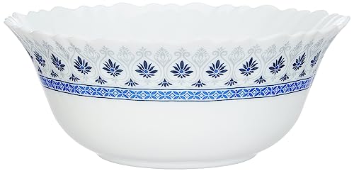 Image of Larah by Borosil Ocean Fluted Series Opalware Dinner Set | 13 Pieces for Family of 4 | Microwave & Dishwasher Safe | Bone-Ash Free | Crockery Set for Dining & Gifting | Plates & Bowls | White