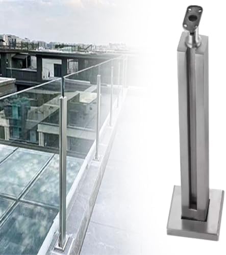 Adjustable 32in Heavy Duty Stainless Steel Stair Baluster Posts for Indoor & Outdoor Railings, Durable Stair Railing Columns, Fence Support (B-Edge)
